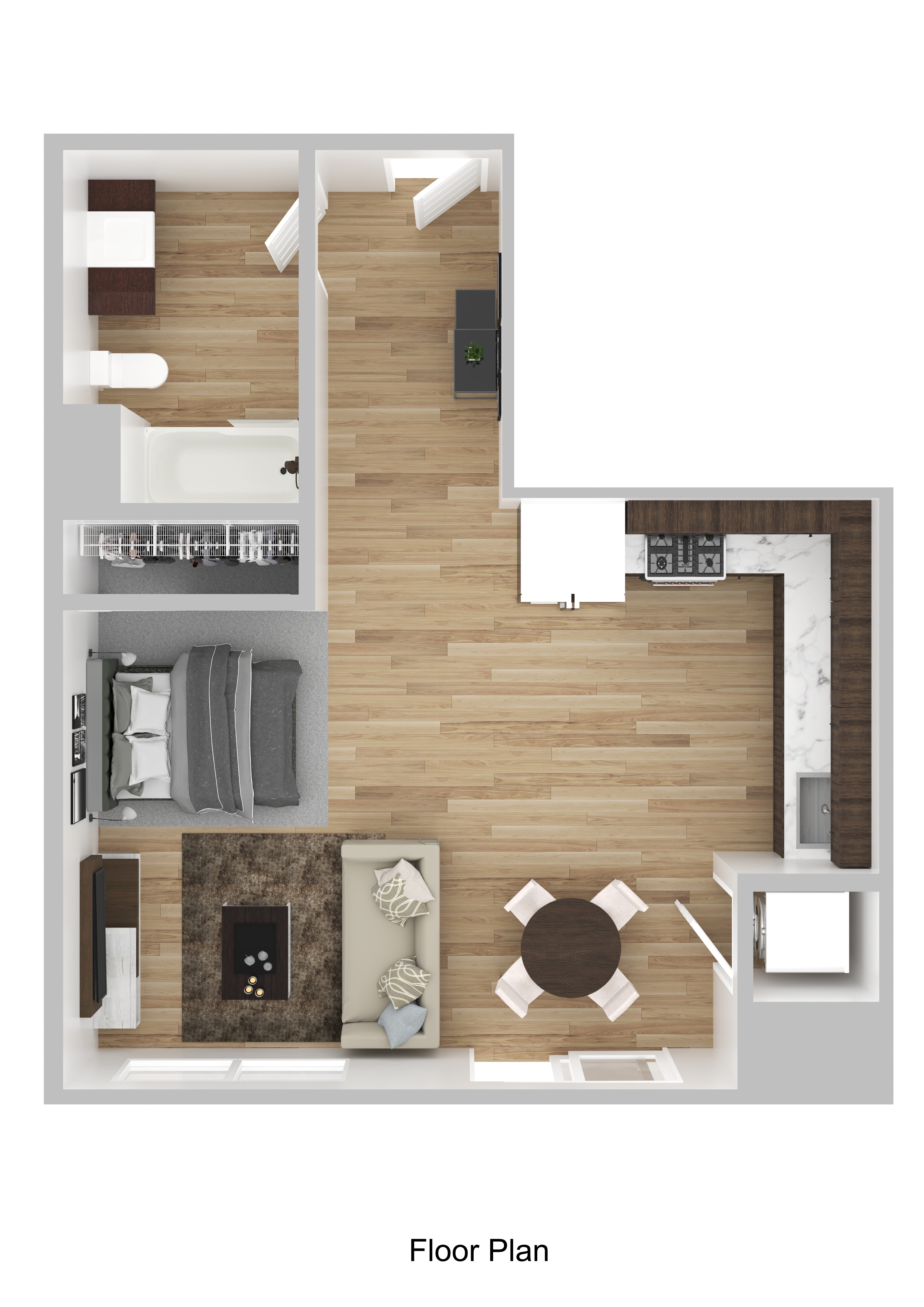 Floor plan for studio, 1 bath, 540 sqft